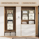 6-Shelf Hanging Closet Organizer with 3 Drawers, 2-in-1 Design, Beige — 5