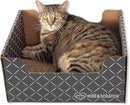 Hide & Scratch Cardboard Cat Scratcher Box & Bed Dark Grey Diamond Pad — 1
