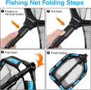PLUSINNO Floating Fishing Net for Steelhead, Salmon, Fly, Kayak, Catfish, Bass, Trout Fishing, Rubber Coated Foldable Landing Net with Fixed or Telescoping Pole Handle, Fishing Gear and Gifts for Men — 4