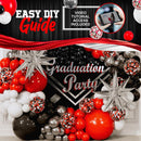 ALL-IN-1 Red Black and White Balloon Arch Kit for Red and Black Birthday Party Decorations – Reds and Blacks Balloons for White Black and Red Balloon Garland Kit – Graduation Black and Red Balloons | Red, Black, White, Silver — 4