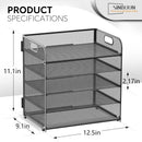Letter Tray Paper Organizer 5-Tier Desk Organizer File Organizer Paper Holder with Handle, Metal Desktop Document Shelf Tray Office Classroom Organization - Black — 2