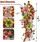 Christmas Wreaths for Front Door, Soomeir 24 Inch Pre-Lit Lighted Led Winter Wreath with Ball and Poinsettias, Holiday Outside Indoors Ribbon Home Ornaments Artificial Wall Decor (Green and Red) — 2