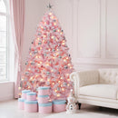 YITAHOME 6FT Prelit Pink Flocked Christmas Tree with Warm-White Lights — 1