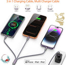 Long Multi Charging Cable 6ft 2Pack,3 in 1 USB Multiple MFi Charger cord 4