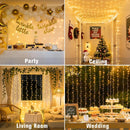 JMEXSUSS 300 LED Remote Control Curtain Lights, Plug in Fairy Curtain Lights Outdoor, Window Wall Hanging String Lights for Bedroom Indoor Dorm Backdrop Wedding Party Patio Christmas Decor, Warm White | *Warm White — 5