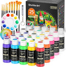 Shuttle Art 25 Colors Outdoor Acrylic Paint Set, 2oz/60ml Waterproof Acrylic Paint with 10 Brushes 1 Palette, Rich Pigmented Paints for Artists, Beginners on Rocks, Wood Crafts, Garden Statues — 1