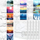 Teling 12 Pcs Pre Drawn Stretched Canvas, Pre Printed Painting, Mountain — 1