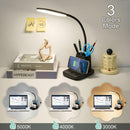 LED Desk Lamp with 10W Wireless Charging & Pen Holder, Black — 3