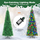 Goplus 6.5FT Prelit Pencil Christmas Tree, Premium Hinged Fir Tree, with 250 LED Lights and Solid Metal Stand, Easy Assemble, Ideal Xmas Decor for Home and Office — 4