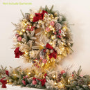 Pre-lit Snow Christmas Wreath with Red Balls,Berries and Bows,24 Inch 50 Battery Operated LED Lights,Holiday Decoration for Front Door Outdoor — 5