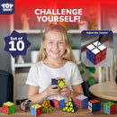 STEAM Life Speed Cube Set 10 Pack, Variety of Shapes & Difficulty Levels – Includes 2x2, 3x3, 4x4 Pyramid, Mirror, Megaminx & More – Smooth & Fast Turning Puzzle Cubes for Kids & Adults, Ages 8+ — 2