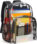 Vorspack Clear Backpack Heavy Duty PVC Transparent Backpack Extra Large Clear Backpacks with Reinforced Strap for College Workplace Security - Black | X-Large — 1