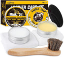 Leather Boot Care Kit, Mink Oil & Saddle Soap for Leather Cleaning & Leather Boots, 6-in-1 Leather Shoe Care Kit | White — 1