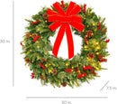 Best Choice Products 30in Pre-Lit Battery Powered Christmas Wreath Artificial Pre-Decorated Holiday Accent w/ 100 Lights, 276 PVC Tips, Ribbons, Pine Cones — 7