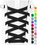 Stepace 2 Pairs Flat Elastic No Tie Shoe Laces for Kids and Adults Sneakers | Black — 2