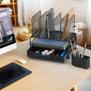 Simple Houseware Desk File Organizer for Office Supplies w/Drawer, Black — 4