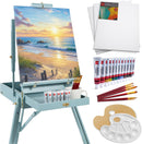 Best Choice Products Art Easel for Painting, Portable Wooden Adjustable Artist Tripod with Sketch Box, 32-Piece Art Set with Acrylic Paints, Brushes, Canvases & Palette - Blue — 1