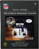 Sporticulture Baltimore Ravens Inflatable Snowman Player – 7 Ft Tall Yard Decoration w/LED Lights | NFL Holiday Football Snowman | Built-in Blower Motor, Weather-Resistant, Indoor/Outdoor Use — 7