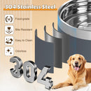 UPSKY 27oz Elevated Stainless Steel Dog Bowls Non-Slip Wooden Stand Grey