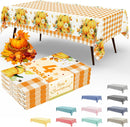 misaya 4 Packs Buffalo Disposable Table Cloth, 54 x 108 Inch Waterproof Plastic Tablecloth, Rectangle Pumpkin Orange and White Checkered Table Covers for Picnic, Birthday, Party | 54" x 108" - 4 Pack — 1