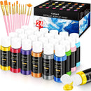 Caliart Metallic Acrylic Paint Set 24 Colors 2oz with 12 Painting Brushes | 2 Fl Oz (Pack of 24) — 1