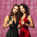 DECOCKRAT 2 Pack Foil Fringe Backdrop - Laser Pink Shiny Tinsel Curtains for Party Decoration/Photo Booth Props - 3.3x6.6 FT Metallic Foil Backdrop for Birthday, Wedding, Graduation, Christmas. — 4