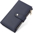yiijay Women's Wallets RFID Blocking Leather Trifold Clutch Wallet Credit Card Holder Ladies Travel Wallet Purse with Passport/Pen Holder