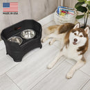 Neater Pet Brands Neater Feeder Deluxe Mess Proof Dog Bowls Elevated for Large Dogs Over 40 lbs, Made in USA, No Spill Raised Dog Food Bowl Stand Feeding Station, Food and Water Bowl Set, Black — 2