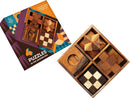 BSIRI 4 in 1 Wooden Brain Teaser Puzzles for Adults - Challenging 3D Desk Wood Puzzles Set Interlocking Hand Games for Mind Toys Suits for Rustic Patio Decor Unique Gift Office Decoration — 1