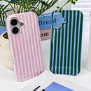 Cute Striped Case for iPhone 16 6.1",Pink/Yellow — 7