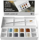 Winsor & Newton Cotman Watercolor Paint Set, 8 Half Pan, Metallic Set | 8 Half Pan Metallic Colors — 1