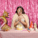 2 Pack Pink Backdrop Party Decorations Tinsel Curtain Party Backdrop Foil Fringe Birthday Decorations Photo Booth Streamer Backdrop Pink Theme Bachelorette Graduation Decor | 39.4"w X 78.7"l (Pack of 2) — 2