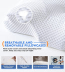 Osteo Cervical Pillow for Neck Pain Relief, Hollow Design Odorless Memory Foam Pillows with Cooling Case, Adjustable Orthopedic Bed Pillow for Sleeping, Support for Side Back Sleepers - White — 6