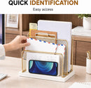 OPNICE Wooden Mail Organizer, File Organizer for Desk, Gold — 6