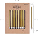 PHD CAKE Gold Long Thin Metallic Birthday Candles, Cake Candles, Birthday Parties, Wedding Decorations, Party Candles, Cake Decorations | 24-Count — 4