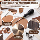 ElaraBerry 1 Pcs Leather Edge Beveler, Ebony Handle with Brass Ferrule, Stainless Steel Blade, Skiving Trimming Tool for Professional Leather Artisans Crafters DIY Wallet Belt Bag (1.3mm/3