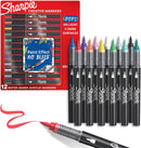 Sharpie Creative Markers, Water-Based Acrylic, Brush Tip, Assorted Colors, 12 Count – Arts & Crafts, Kids Activity, School Classroom; Works on Paper, Metal, Wood, Ceramic, Glass, Rock, Canvas — 1