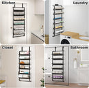 BUKFEN 6-Tier Adjustable Metal Shoe Rack, Over Door & Wall Mount Organizer — 6