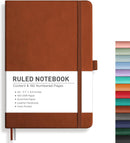 RETTACY Lined Journal Notebook, 192 Numbered Pages, A5 Size (5.7'' x 8.3'') | Brown — 1