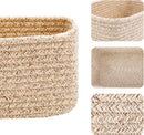 MiniArk Small Storage Baskets for Organizing | Closet Organizer Bins | Shelf Toy Basket | Woven Rope Baskets | Cube Decorative Box | Shallow Basket | L11.5xW7.5xH4.7| Brown — 3