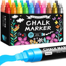 Window Chalk Markers for Glass Washable, 20 Colors Jumbo Liquid Chalk Marker with 10mm 3 in 1 Nib Thick Wide Tips, Big Chalkboard Markers, Car Paint Pen for Auto, Bistro, Mirror, Poster, Blackboards | Neon - 10mm 20Pack — 1