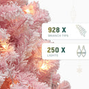 YITAHOME 6FT Prelit Pink Flocked Christmas Tree with Warm-White Lights — 3