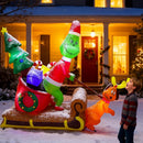 6.5FT Christmas Inflatable Outdoor Decoration, Christmas Blow Up Yard Decorations, Green Monster with Sleigh Dog and 7 LED Lights, Light Up Yard Lawn Inflatable Decor — 6