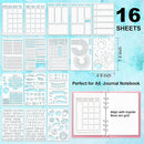 ALODNY 16 Pcs Journal Stencils Set - Time Saving Bullet Journaling Supplies/Accessories Kit -Ultimate Productivity Planner Stencil for Bullet Journal Stencils A5 Dotted Journals — 5