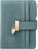 Pomelo Best Small Wallet Women RFID Blocking Bifold Soft Leather Card Holder with ID Window Zipper Coin Pocket Wallets for Women Green