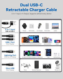 Dual USB-C Multi Charging Cable,6 in 1 Retractable Charger Cable[2Pack 4Ft] 3