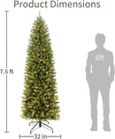 Puleo International 7.5ft Pre-Lit Fraser Fir Pencil Christmas Tree — 2