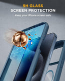miracase Magnetic for iPhone 15 Pro Case [Compatible with MagSafe] Full-Body Phone case with Built-in Glass Screen Protector& Camera Protector, Military Drop Proof 15 Pro Cover 6.1 inch, Storm Blue — 3