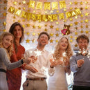 6PCS Gold Star Garland Decorations - 78 Feet Double Side Hanging Stars Decorations for Ceiling, Paper Star Garland Gold Star Streamers for Birthday Wedding Engagement Homecoming Classroom Party — 6