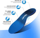 FEELLIFE Plantar Fasciitis Insoles, High Arch Support Inserts for Men Women, Heavy Duty Flat Feet Pain Relief Orthotics for Athletic Shoes & Work Boots for All Day Standing [Men 9-9.5|Women 11-11.5] - Blue — 2